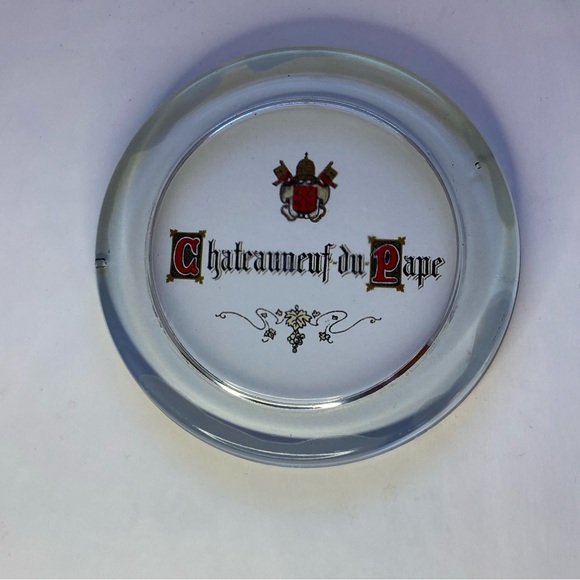 4 Heavy Round Glass Coasters Famous Wine Brand Labels Advertising Felt Backing - Picture 3 of 8